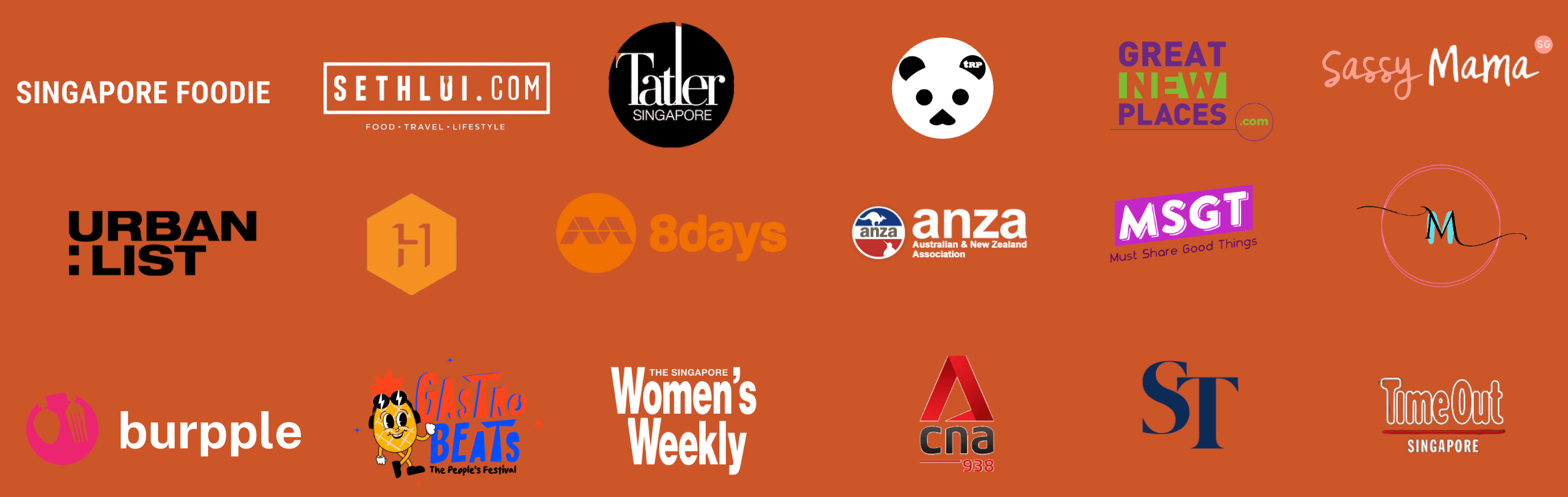 Featured on Singapore Foodie, Tatler, Straits Times, CNA, 8days, Burpple, TimeOut Singapore, Urban List, and more